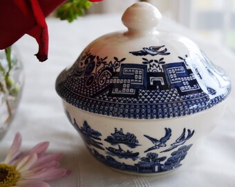 Fine Art Flowers Birds 9x5cm, Sugar Bowl Medium Ceramic Lidded Pot Dish VINTAGE CERAMIC Asian Floral Bird Lidded POT Trinket Dish