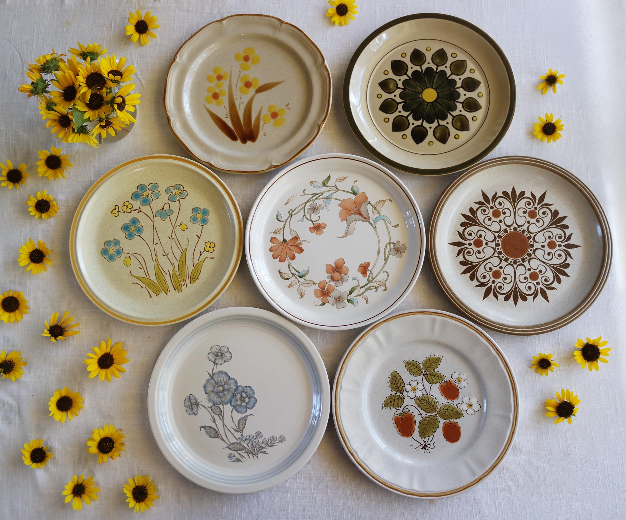 Orange flowers vintage dinner plates - Etsy 日本