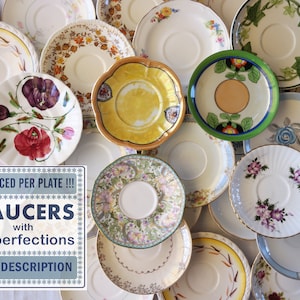 MISMATCHED SAUCERS w/Imperfections - Mix & Match China - Vintage Tea Party Cottage Farmhouse Shabby Chic Decor - Priced Per Saucer - Damaged