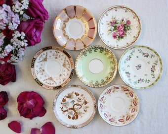 BONE CHINA SAUCERS - Orphan Saucer - English Tea Party - Mismatched Floral Patterns - Pink Blue - Country Cottage Decor - Priced Per Saucer!