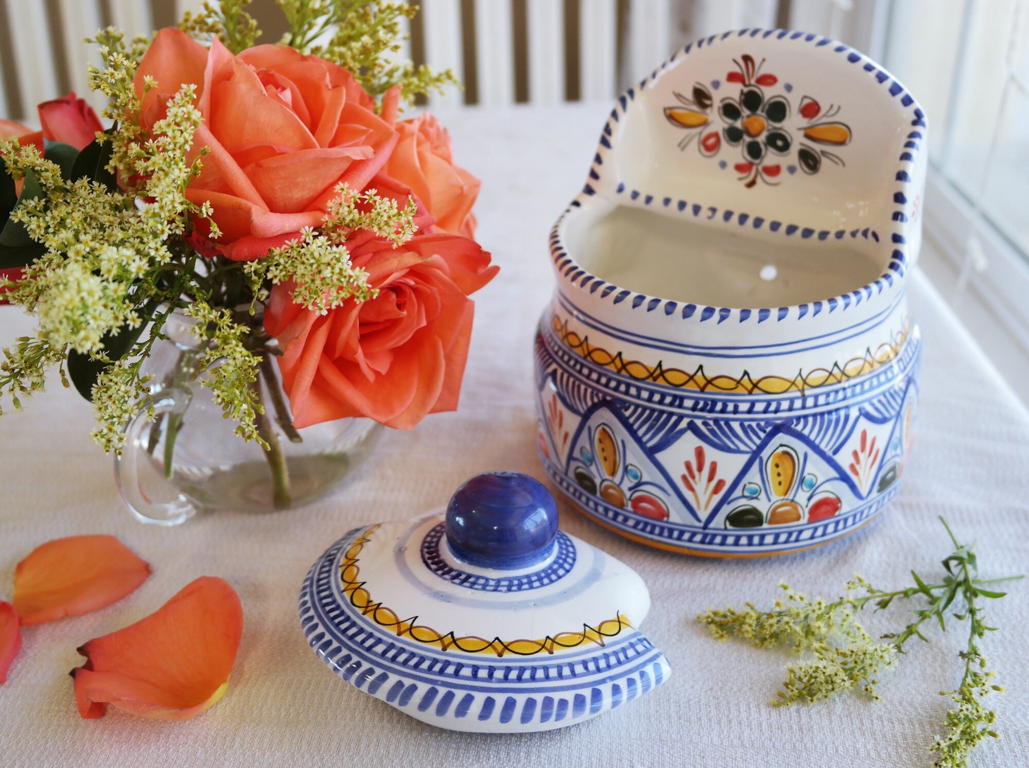 Spanish Pottery STORAGE JAR Ceramica De La Cal Spain Artistic