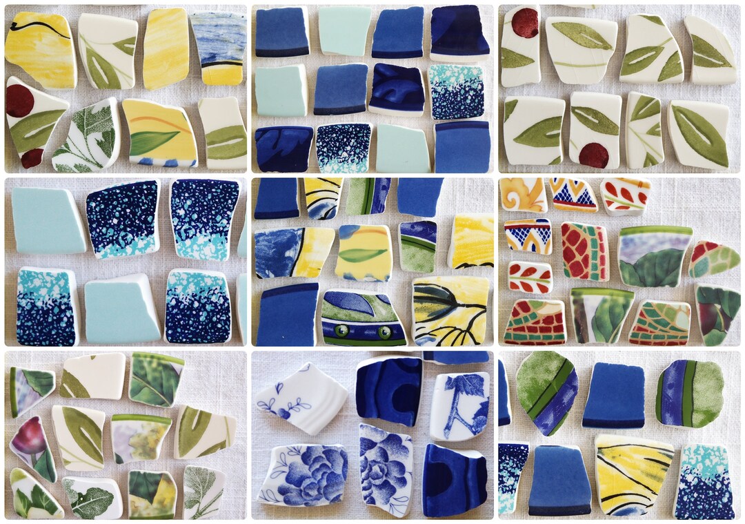 Italian MOSAIC TILES Size 1/2 to 1-1/2 Ceramic Pottery Broken Plates ...