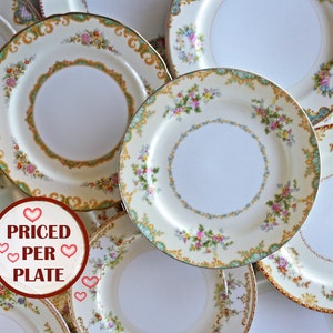 Noritake DINNER PLATES - Mismatched China Mix - Noritake-like Meito Mikasa - Vintage Wedding - Farmhouse Cottage Dinning - Priced Per Plate