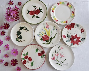 Handgeschilderde DINERPLATEN - Grootte 9,25" tot 10,25" - Southern Potteries Blue Ridge Metlox Poppytrail - Vintage Pottery USA - Lunchborden