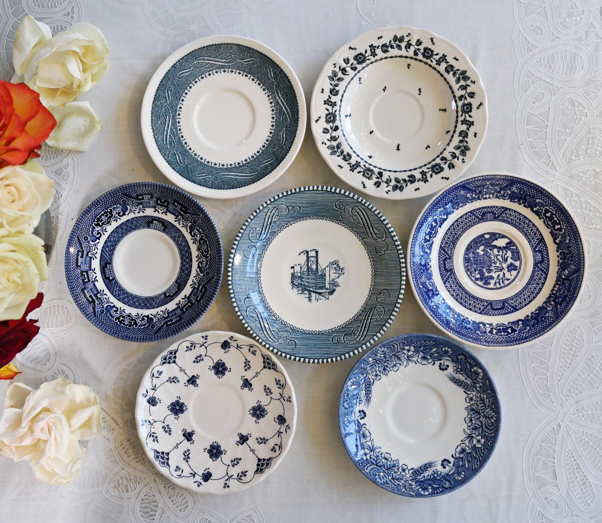 Vintage Blue Dragon Asian Plates - Etsy