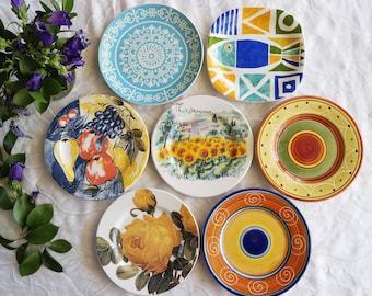 CERAMIC PLATES from Italy Portugal - Size 7.75" to 8.5" - Decorative Wall Plates - Salad Plates - Country Kitchen Decor - Priced Per Plate!