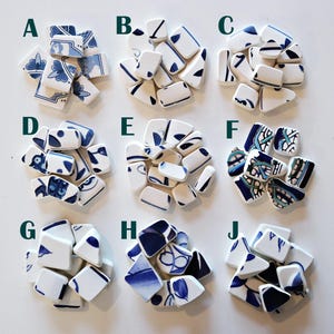 Cerámica marina azul y blanca - Imitación de cerámica marina - Platos de cerámica rotos - Mezcla de azulejos de mosaico pulidos - Artesanías - Elaboración de joyas - Arte reciclado