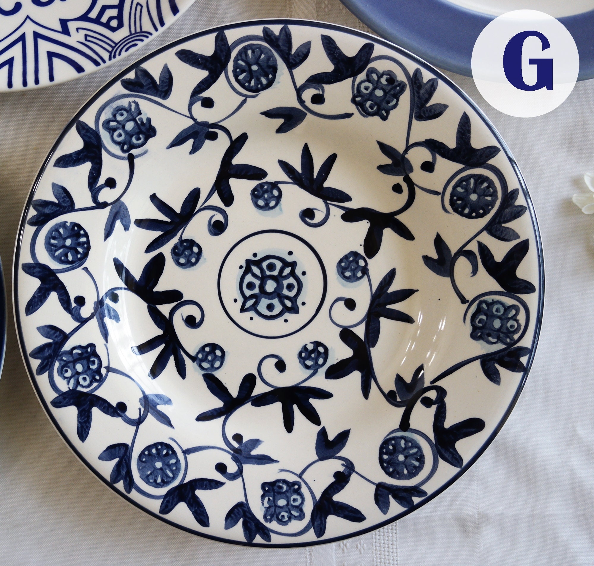 Blue White SALAD PLATES Size 8.5 to 9 Etsy
