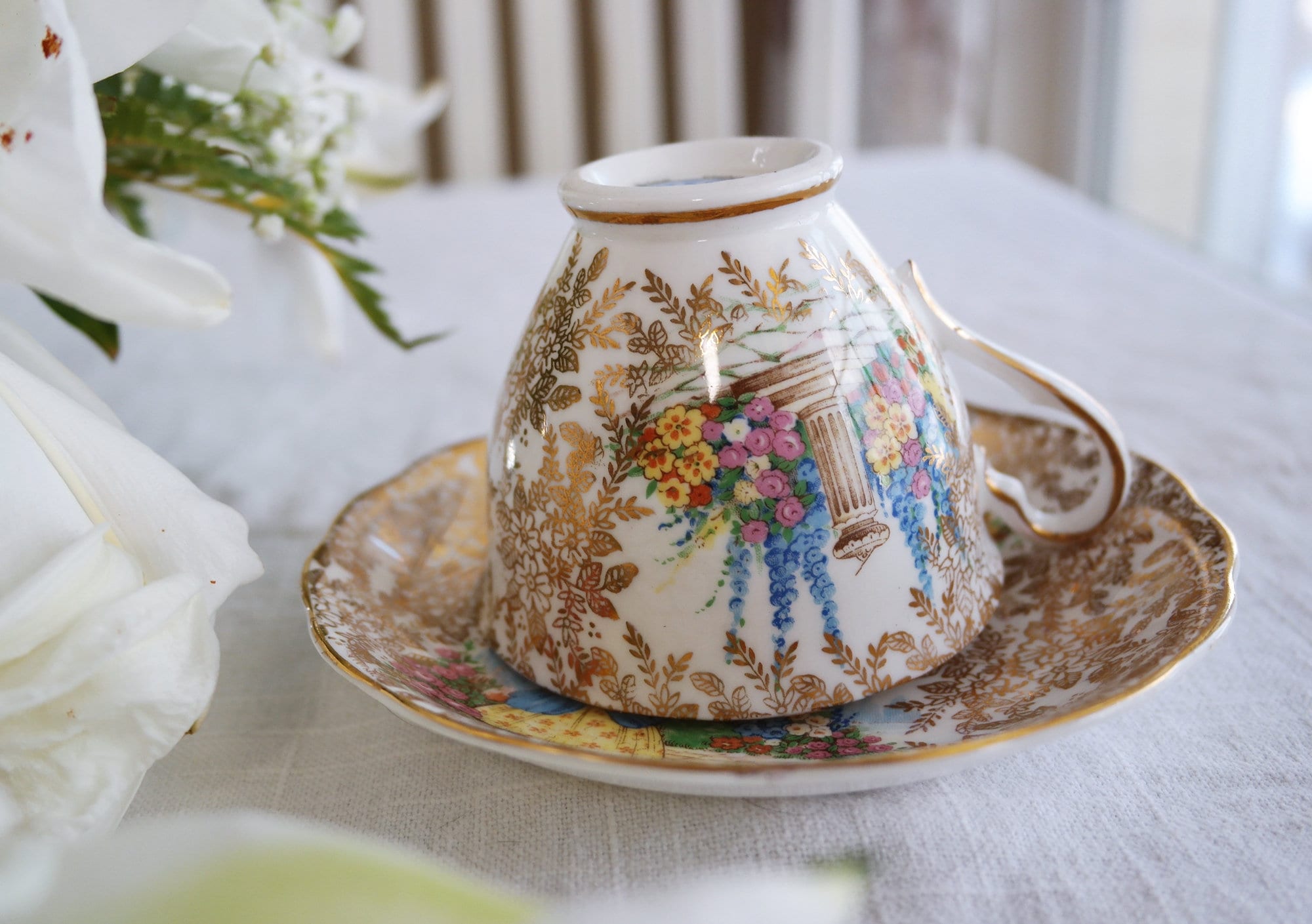 Colclough CUP & SAUCER - Crinoline Lady Victorian Garden - Vintage