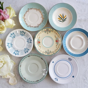 Teal Aqua Türkis UNTERTASSE - Vintage Teeparty - Seaside Beach Country Cottage - Bauernhaus Dekor Mix - Blumen Schriftrollen - Preis pro Untertasse