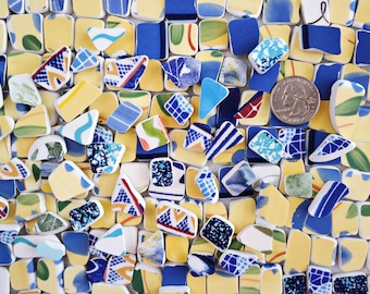 Italian Mix SEA POTTERY - 25 Pieces - Size 1/4" to 3/4" - Faux Sea Pottery - Tumbled Tiles - Broken Plates Italy Portugal - Rainbow Tesserae