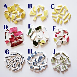 POTERIE DE LA MER - Poterie tombée - Vaisselle vintage cassée - Mosaïques de bijoux - Boucles d'oreilles pendantes - Bracelets - Carreaux incurvés, pas plats - Jantes pieds de page