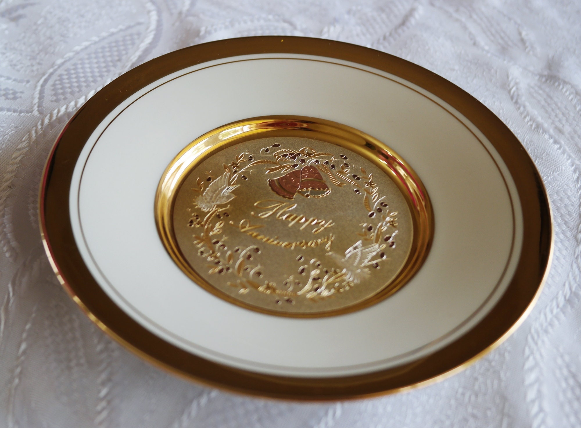 彫金アート デコレーションプレート 6インチ - ハッピーアニバーサリー