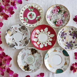 MISMATCHED SAUCERS - Floral Patterns Mix - Orphan Saucer - Country Cottage Wall Decor - Pink White Yellow Purple Roses - Priced Per Saucer!