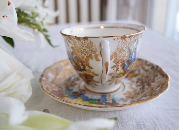 Colclough CUP & SAUCER - Crinoline Lady Victorian Garden - Vintage