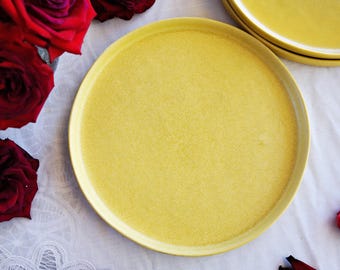 CB2 Portugal SALAD PLATE - Size 8.5" - Tinto Yellow Collection - Portuguese Ceramic Pottery - Lunch Plate - Accent Dish - Modern Farmhouse