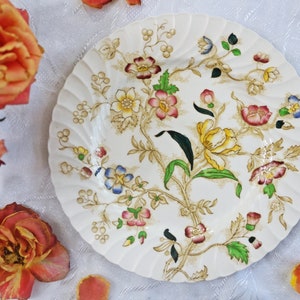 Burgess & Leigh DINNER PLATE - Dorchester Floral Pattern - Burleigh Ware - England - Vintage English Ironstone - Brown Ivory Transferware