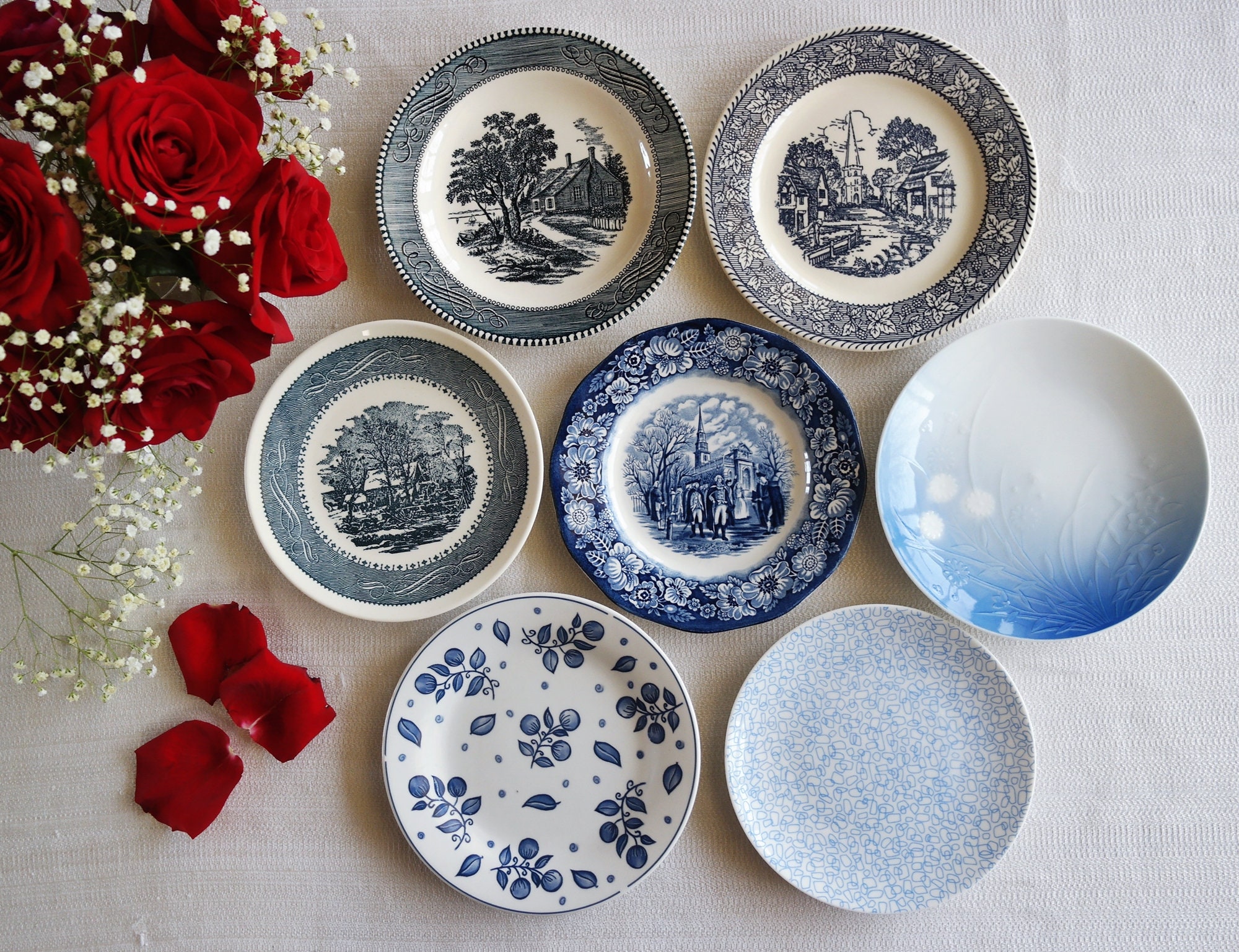 Blue dessert plates outlet