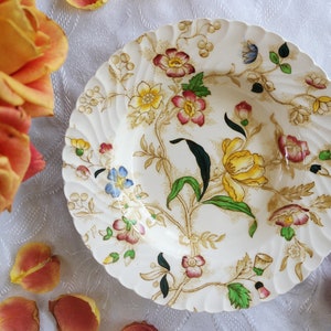 Burgess & Leigh SOUP BOWL - Dorchester Floral Pattern - Burleigh Ware England - Vintage English Ironstone - Brown Transferware - Has Crazing