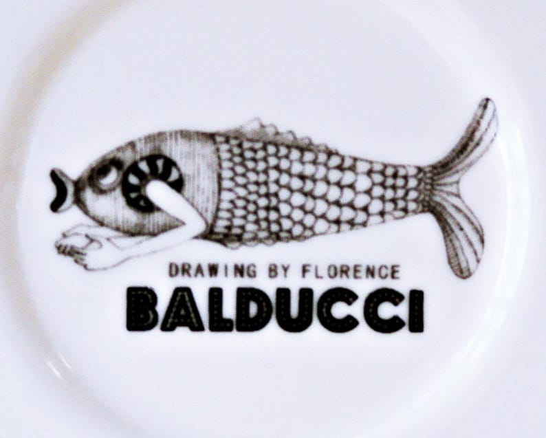 Anthropologie SAUCER - Size 6" - Forest Fiddler Pattern - French Artist Florence Balducci - Sleeping Fox Cat - Black Gray White - Porcelain image 8