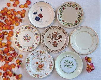 Vintage Floral SALAD PLATES - Size 7.5&quot; to 8&quot; - Mismatched Plates - Flowers Vines - Mix & Match China - Garden Luncheon - Priced Per Plate