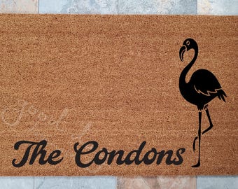 Flamingo Doormat: Personalized Tropical Welcome Mat