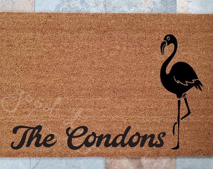 Flamingo Doormat: Personalized Tropical Welcome Mat