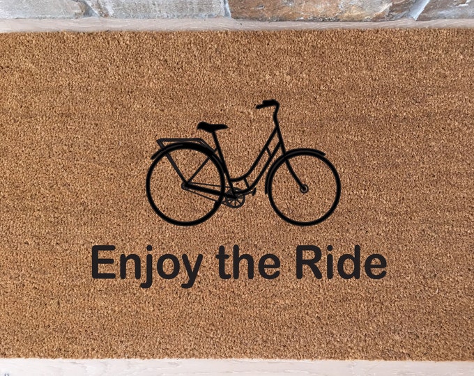 Enjoy the Ride / Welcome Mat / Bike Doormat /Custom Doormat / Personalized Doormat / Fun Doormat / Housewarming Gifts / Bicycle Mat