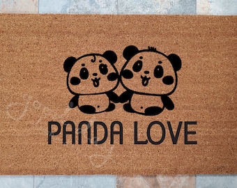 Panda Love Doormat - Personalized with Family Name