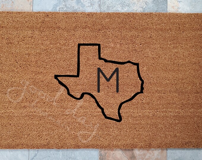 Home State Monogram Doormat / Personalized Doormat / Monogram Doormat / Welcome Mat / Custom Doormat / Gifts for Family / Texas Door Mat