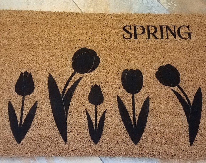 Spring Flowers Doormat / Welcome Mat / Tulip Doormat / Door Mat / Welcome Mat / Gifts for Her / Gifts for Him/ Flower Gift