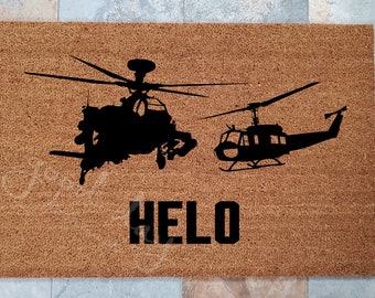 HELOS Doormat / Custom Door mat / Welcome Mat / Helicopter Enthusiast / Pilot Gifts / Gift Ideas / Pilot Decor / Personalized Doormat
