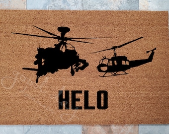 Helicopters Doormat: Custom Coir Welcome Mat, Pilot Gift
