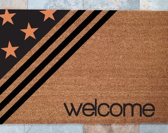 Patriotic Welcome Mat / Custom Doormat / American Flag / Welcome Mat / Personalized Doormat / Patriotic Doormat / Gift for Friends