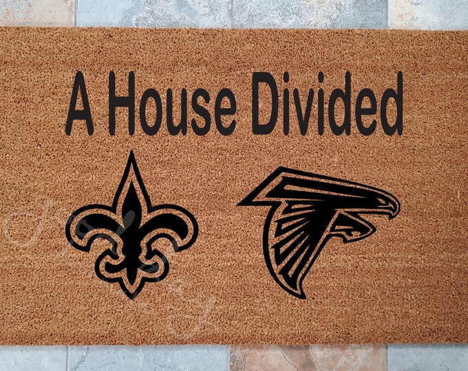 A House Divided Sports Doormat / Support Your Favorite Sports Team / Personalized Doormat / Welcome Mat / Custom Doormat /Gifts for Him