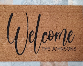 Welcome Family Name Doormat / Door Mat / Welcome Mat / Custom Doormat / Home Decor / Unique Door Mat / Inviting Doormat / Classic Welcome
