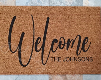 Welcome Family Name Doormat / Door Mat / Welcome Mat / Custom Doormat / Home Decor / Unique Door Mat / Inviting Doormat / Classic Welcome