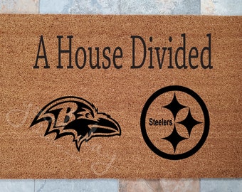 Details about House Divided Man Cave Penguins Blues Doormat Details about House Divided Man Cave Penguins Blues Doormat