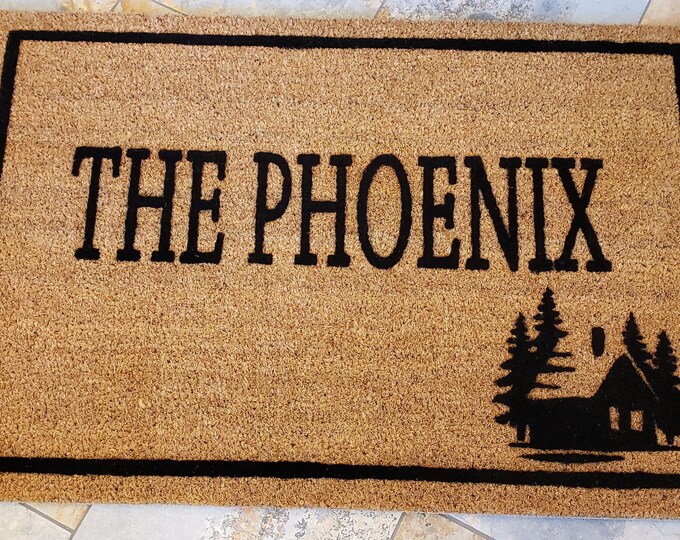 Cabin Door Mat, Outdoors Home Decor, Custom Doormat,  Custom Welcome Mat, Personalized Doormat, Gifts for Him, Family Gift Doormat, Cabins