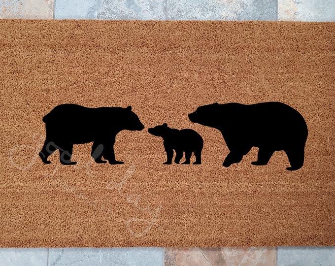 Bear Family Doormat / Doormats / Welcome Mat / Custom Doormat / Bears Doormat / Outdoors / Gift Ideas / Housewarming Gifts / Doormat