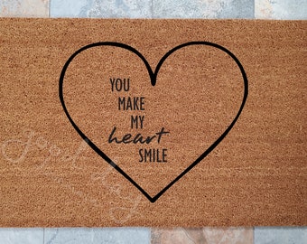 Personalized Coir Doormat: You Make My Heart Smile, Welcome Mat