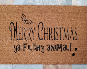 Merry Christmas You Filthy Animal Doormat - Funny Holiday Welcome Mat