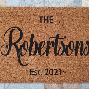 Family Name Doormat / Custom Doormat / Doormats / Wedding Gift Ideas / Gift for Couple's / Family Gift / Unique Gift Ideas / Doormat Gift image 1