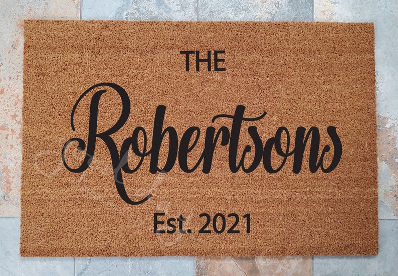 Family Name Doormat / Custom Doormat / Doormats / Wedding Gift Ideas / Gift for Couple's / Family Gift / Unique Gift Ideas / Doormat Gift image 1