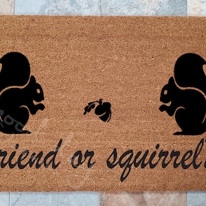 Squirrel Family Name Doormat: Custom Coir Welcome Mat