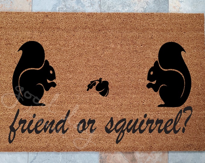 Squirrel Family Name Welcome Mat and Many Other Custom Doormats, Custom Welcome Mat, Unique Door Mats, Modern Doormat, Family Gift Ideas