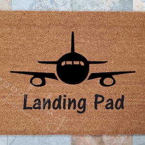 Airplane Welcome Mat: Coir Aircraft Doormat, Plane Decor