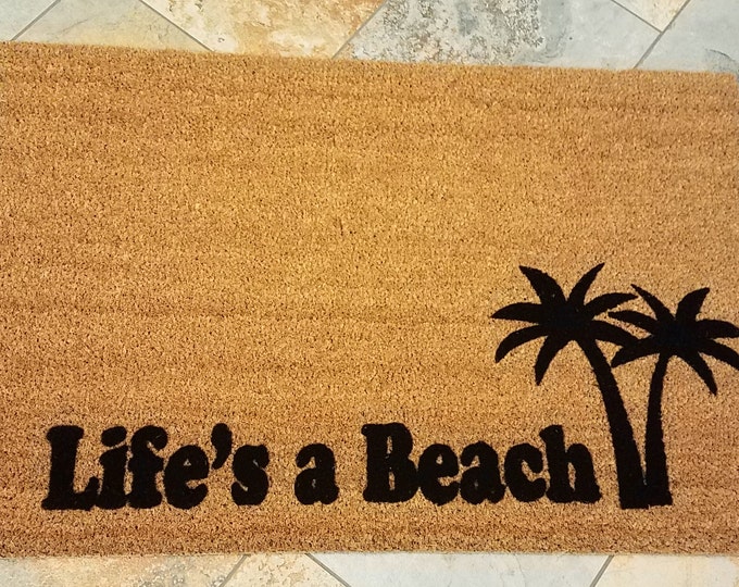 Life,s a Beach Doormat / Welcome Mat / Summer Door Mat / Cute Home Decor / Gifts for Him / Gifts for Her / Palm Trees / Sublime Gift Ideas