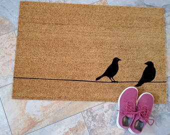 Birds on a Wire Doormat / Gifts for Her / Gifts for Mom / Personalized Doormat / Unique Gifts / Welcome Mat