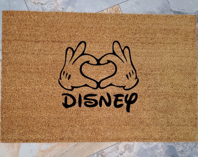 Heart Disney Doormat, Custom Welcome Mat, Personalized Doormat, Disney Home Decor, Unique Door Mats, Mickey Mouse, Disney Lover